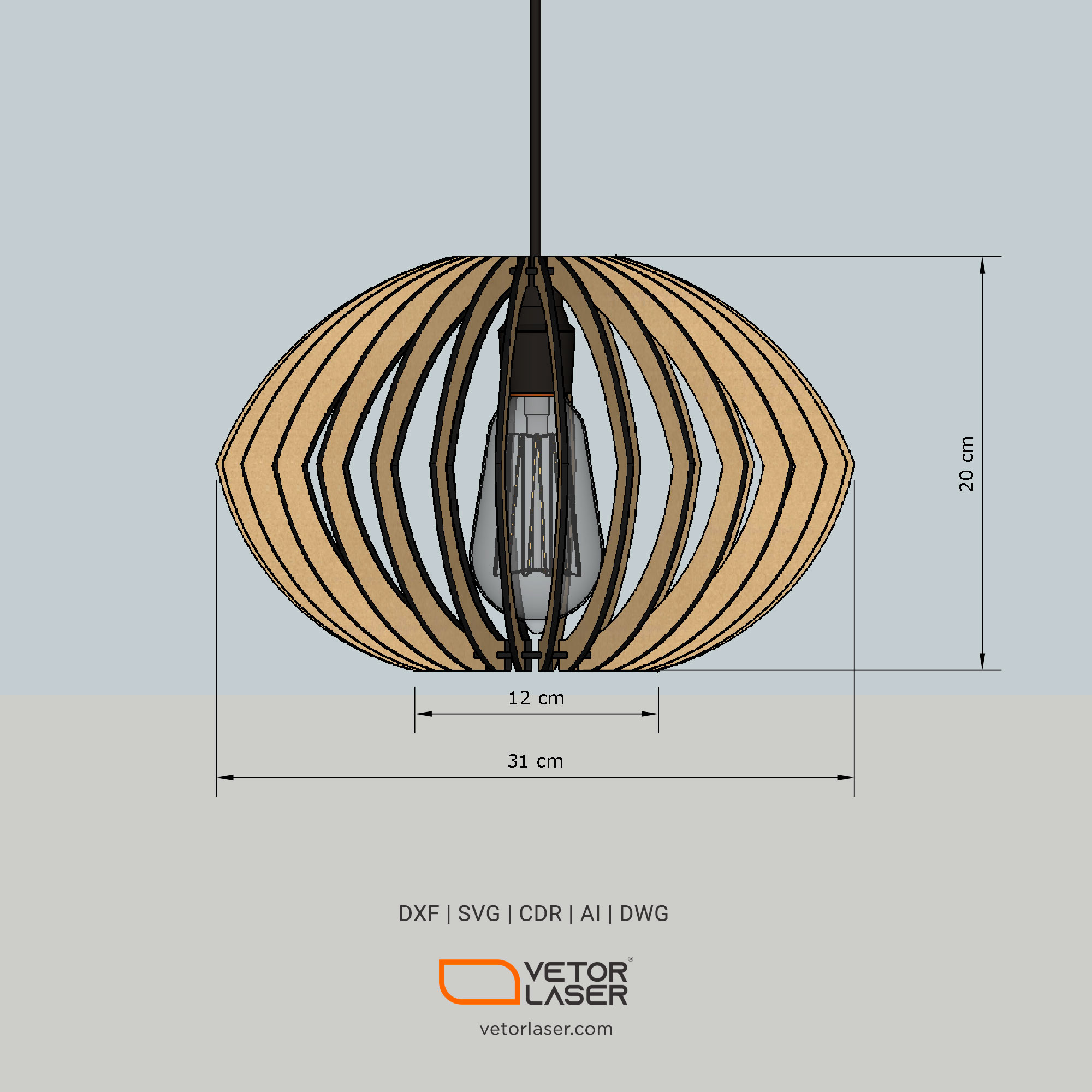 Laser Cut File Pendant Lighting Fixtures Project Template SVG DXF –  VLP4521LX - Laser Cut Files Projects DXF and SVG