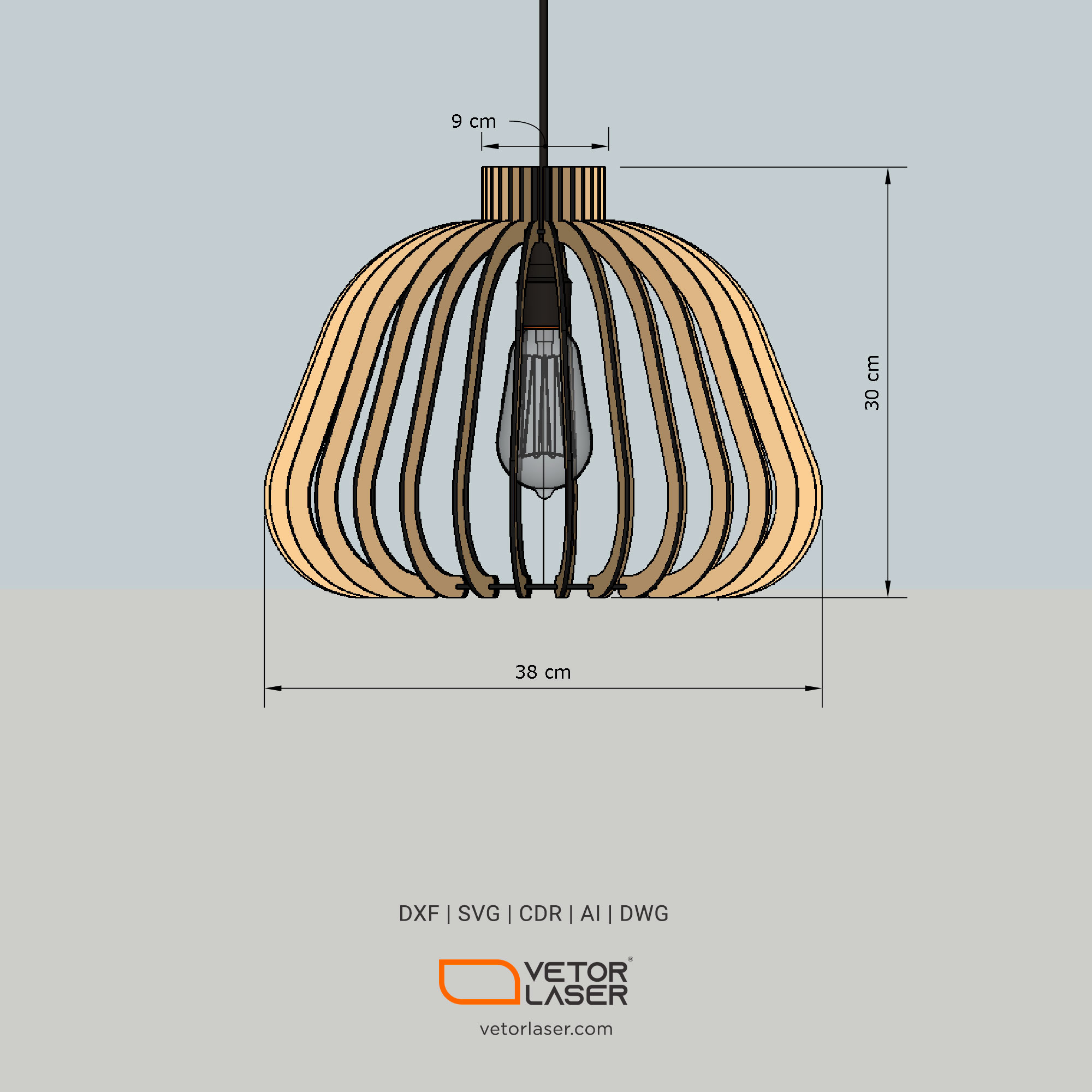 Laser Cutting Design - Pendant Lamp - SVG, DXF File